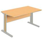 SIMMOB Bureau piètement panneau INEO - Dimensions : L140 x H72,5/75,5/82 x P80 cm Chêne clair Blanc perle
