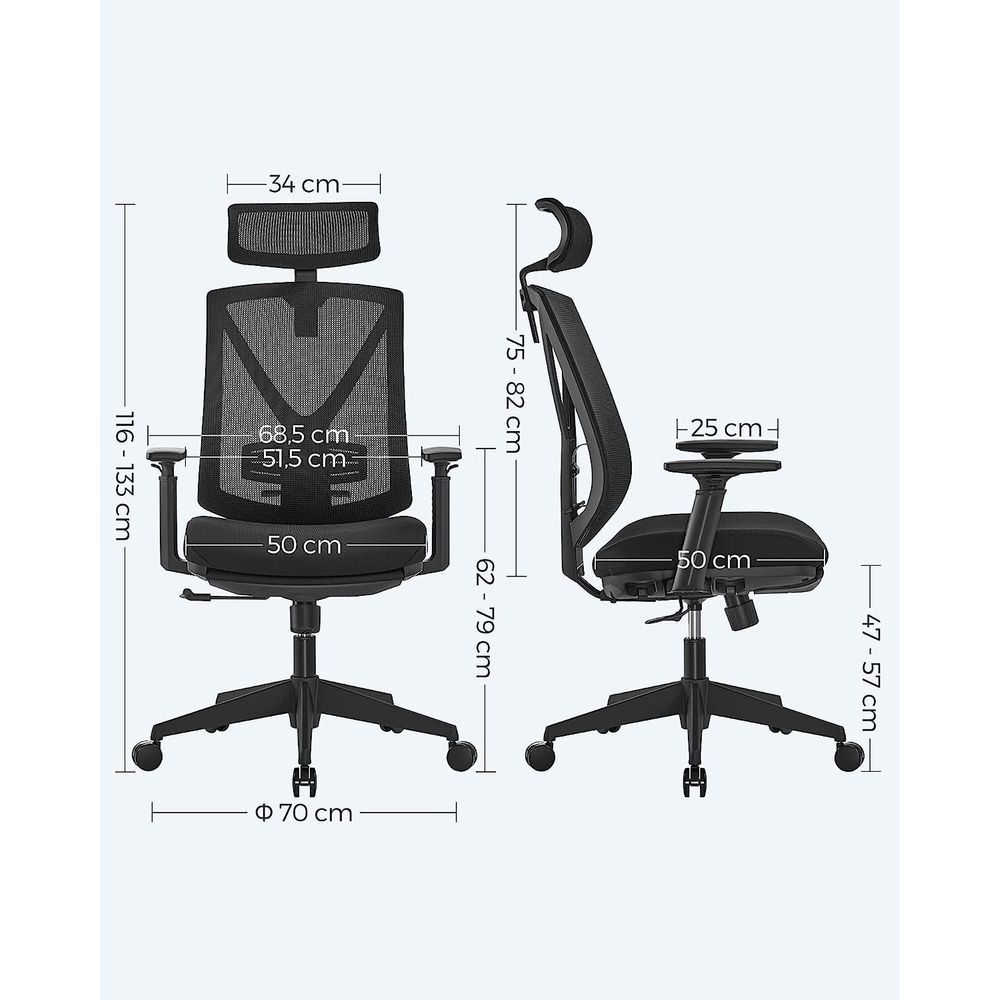 Fauteuil de bureau ergonomiques en filet repose-pieds Mousse de haute résilience, piètement en acier, roulettes en nylons, accoudoir en PU – Image 4