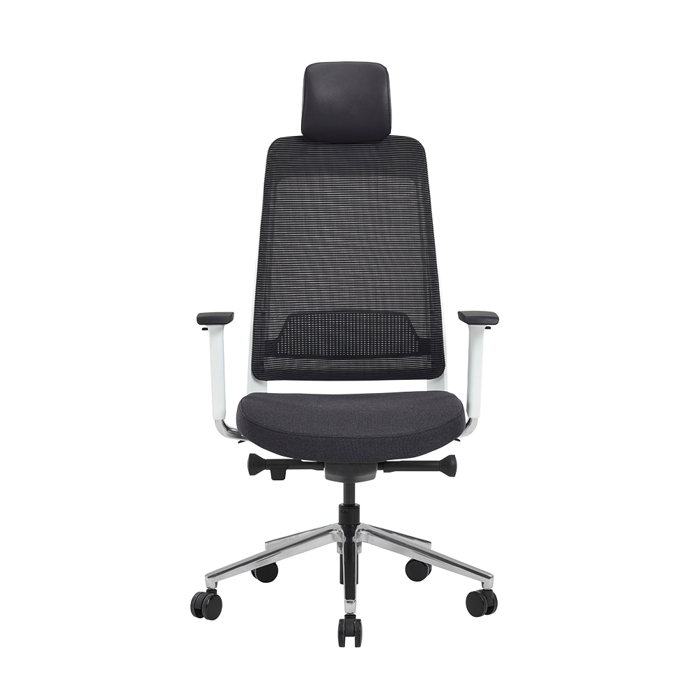 Fauteuil bureautique synchrone blocable 5 positions Tension réglable latéralement, 7 intensités, anti-retour BLANC