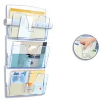 CEP Lot de 3 Corbeilles murales Ice Blue, format A3, charge 2,5 kg - Dimensions : L36,1 x H27 x P8,6 cm
