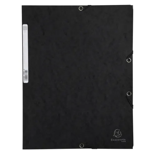 EXACOMPTA Chemise 3 rabats/ élastique, carte lustrée 5/10e, 400gr. Format 24x32cm. Coloris Noir.