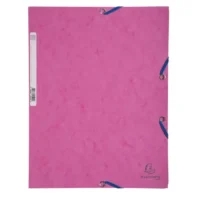 EXACOMPTA Chemise 3 rabats et élastique, en carte lustrée 5/10e, 400gr. Format 24x32cm. Coloris Fuchsia.