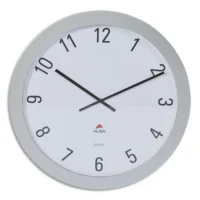 ALBA Horloge murale géante Horgiant contour ABS D60 cm Gris, chiffres Noirs lentille en verre à quartz