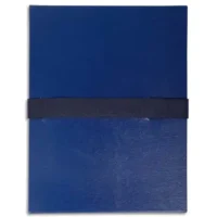 EXACOMPTA Chemise extensible en balacron. Rabat en pied, fermeture par sangle scratch. Coloris Bleu foncé