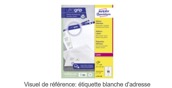 AVERY Boîte de 1400 étiquettes Laser Blanc 99,1X38,1mm L7163-100 – Image 3