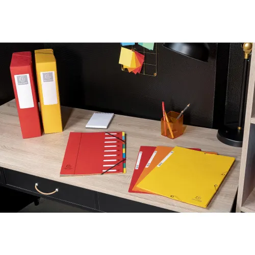 EXACOMPTA Chemise 3 rabats et élastique, en carte lustrée 5/10e, 400gr. Format 24x32cm. Coloris Jaune. – Image 3