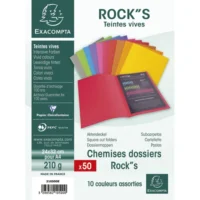 EXACOMPTA Paquet de 50 chemises ROCK'S en carte 210 grammes coloris assortis