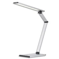 HANSA Lampe led Slim avec variateur, argenté. Dim tête 30 x 5 cm, pied 18 x 12 cm, bras 25,5 x 9,5 cm