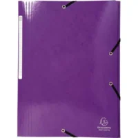 EXACOMPTA Chemise 3 rabats à élastiques IDERAMA en carte pelliculée 5/10, 425g. Coloris Violet