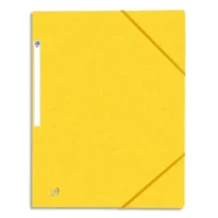 OXFORD Chemises 3 rabats à élastiques TOP FILE en carte lustrée 5/10e,390g. Format A4. Coloris Jaune