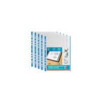 Oxford Pochettes perforées, format A4 avec bande colorée, PP transparent brillant / bleu