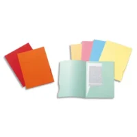 EXACOMPTA Paquet 50 chemises 2 rabats carte 210g SUPER 250. Coloris assortis Bleu/bulle/Jaune/Rose/vert
