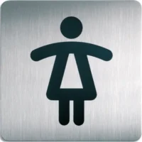 DURABLE Plaque Picto carré Toilettes Femmes en acier brossé inoxydable - 15 x 15 cm - Argent métallisé