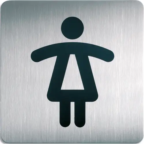 DURABLE Plaque Picto carré Toilettes Femmes en acier brossé inoxydable - 15 x 15 cm - Argent métallisé