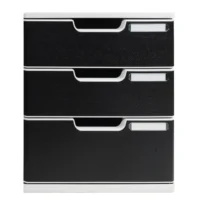 EXACOMPTA Module de classement Modulo Gris lumière Noir 3 tiroirs, en PS, format A4+ L28,8 x H32 x P35 cm