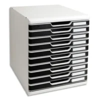 EXACOMPTA Module de classement Modulo Gris lumière Noir 10 tiroirs en PS, format A4+ L28,8 x H32 x P35 cm