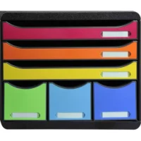 EXACOMPTA Module Store-Box Noir Arlequin 6 tiroirs PS, 3 formats A4+, 3 rangements L35,5 x H27,1 x P27 cm