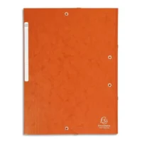 EXACOMPTA Chemise 3 rabats et élastique monobloc, carte lustrée 5/10e Orange, élastique fixé devant