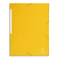 EXACOMPTA Chemise 3 rabats et élastique monobloc, carte lustrée 5/10e Jaune, élastique fixé devant
