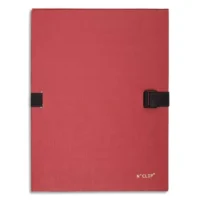 EXACOMPTA Chemise extensible NCLIP en papier toilé. Sangle à clip. Dos rainuré 13cm. Coloris rouge