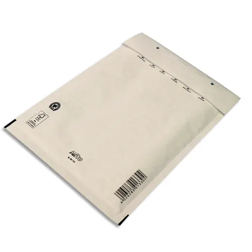AIRPRO Boîte de 100 pochettes à bulles d'air en Kraft Blanc, fermeture auto-adhésive, Format 18 x 26,5 cm