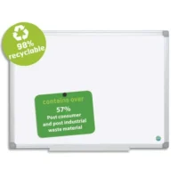 BI-OFFICE Tableau Blanc Earth acier émaillée, magnétique, cadre aluminium, recyclé, auget Ft L60 x H45 cm