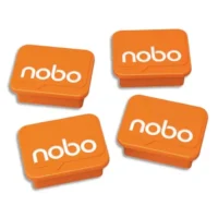 NOBO Paquet de 4 aimants pour tableaux blancs ou en verre magnétiques, 18 x 22 mm, orange, 1905327