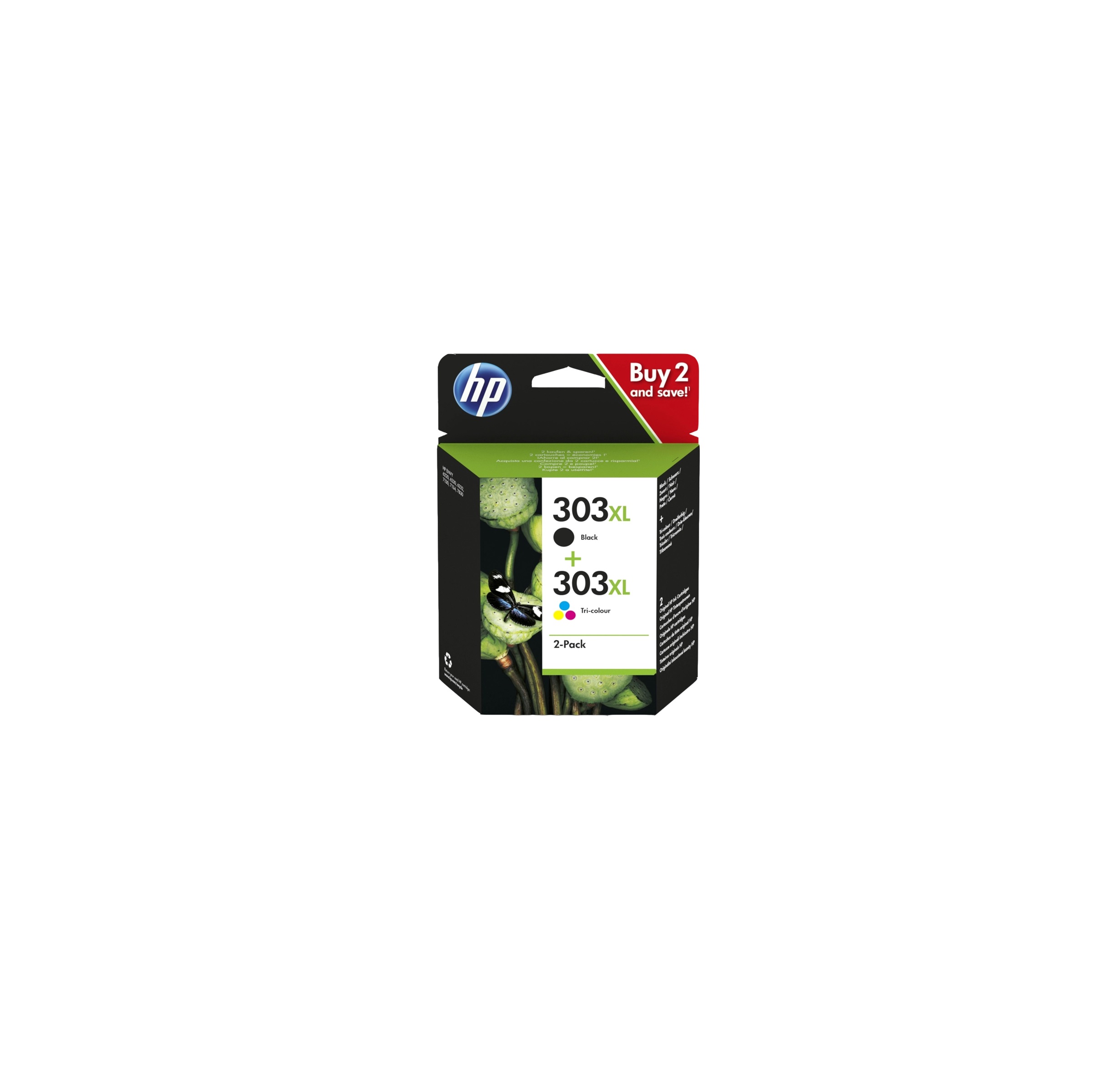 HP 303XL Pack de 2 Cartouches d'Encre Noire et Trois Couleurs grandes capacités Authentiques (3YN10AE)