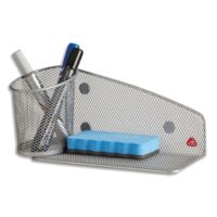 ALBA Support aimanté avec pot à crayons et porte éponge en métal Mesh - coloris Gris métal