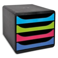 EXACOMPTA Big-Box 4 tiroirs pour documents au format A4+. Coloris Noir/1928