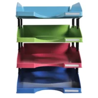 EXACOMPTA Set de 4 corbeilles à courrier, 12 éléments superposition fournis, coloris assortis