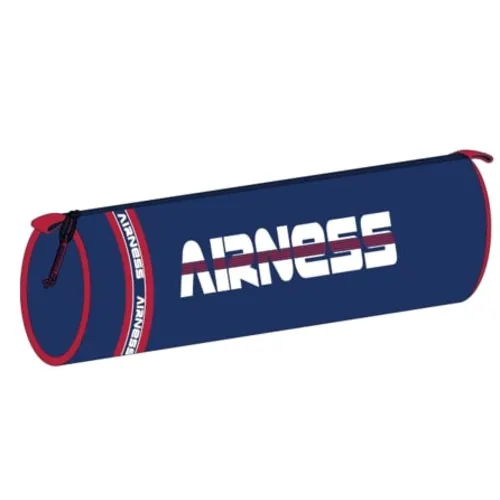OXFORD Fourre-Tout Rond AIRNESS ANGELS polyester. 22x7x7 cm. Décor rubber, coloris Bleu, Blanc et Rouge.