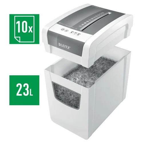 LEITZ Destructeur de documents IQ Slim Home Office P-4 coupé croisée 4x28mm 10 feuilles 23 L 80010000 – Image 2