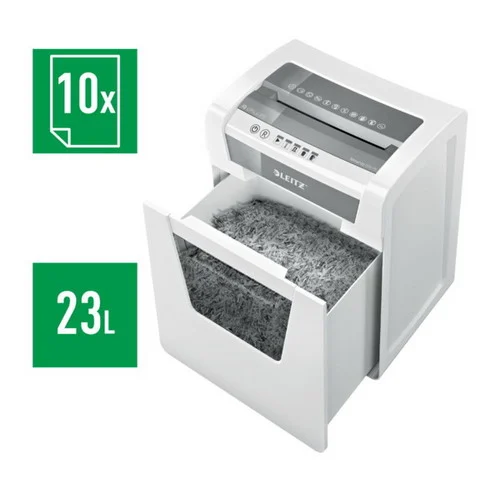 LEITZ Destructeur de documents IQ Office P-5, coupe micro, 2x15mm, 10 feuilles, 23 litres, 80020000 – Image 2