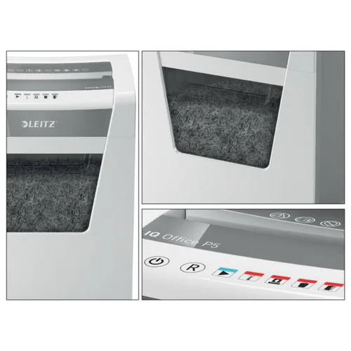 LEITZ Destructeur de documents IQ Office P-5, coupe micro, 2x15mm, 10 feuilles, 23 litres, 80020000 – Image 3