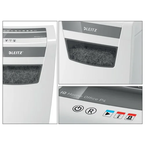 LEITZ Destructeur de documents IQ Home Office P-4, coupé croisée, 4x28mm, 10 feuilles, 23 litres 80090000 – Image 4