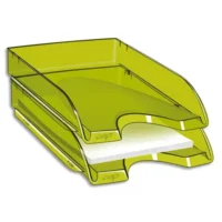 CEP Corbeille à courrier Happy Vert bambou transparent. Dimensions : L34,5 x H6,4 x P26 cm