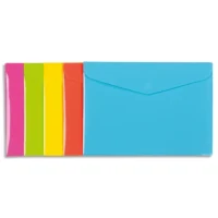 VIQUEL Chemise enveloppe HAPPY FLUO en polypropylène 2/10ème. Format 33,5 x 24 cm. Coloris assortis