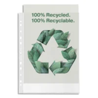 LEITZ Boîte de 100 pochettes perforées en A4 polypropylène grainé 7/100è 100% recyclées incolore