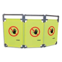 VISO Barrière de travaux 3 vantaux en PVC et polyester Gris jaune, extensible - Dim L170 x H100 x P2,6 cm