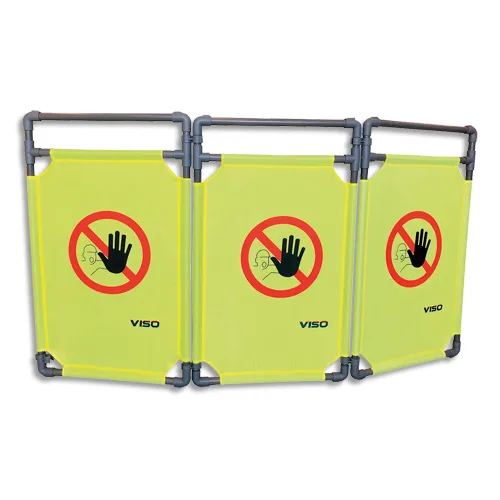 VISO Barrière de travaux 3 vantaux en PVC et polyester Gris jaune, extensible - Dim L170 x H100 x P2,6 cm