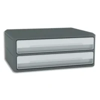 CEP Module MoovUp 2 tiroirs. Dim. (lxhxp) : 37 x 14,6 x 27,5 cm. Caisson Gris Foncé et tiroirs Gris Clair