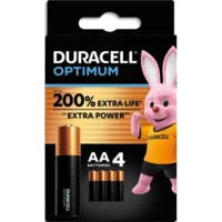 DURACELL Piles alcalines AA Optimum, 1,5 V LR06 MX1500, lot de 4 piles