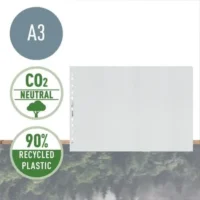 LEITZ Sachet de 25 pochettes perforées Leitz Recycle,plastique 90% recyclé/100% recyclable,A3,transparent