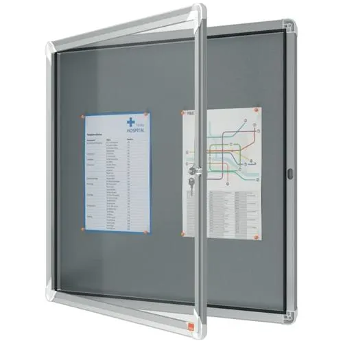 NOBO Vitrine d'affichage porte battante Premium Plus - feutre gris - 6 x A4 - 1915328