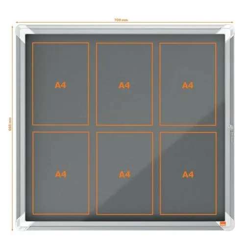 NOBO Vitrine d'affichage porte battante Premium Plus - feutre gris - 6 x A4 - 1915328 – Image 4