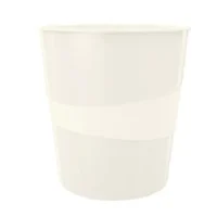 LEITZ Corbeille à papier WOW, en plastique, 15 litres, blanc