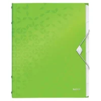 LEITZ Trieur 12 touches WOW en polypropylène. Fermeture élastique 3 rabats. Coloris Vert