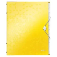 LEITZ Trieur 12 touches WOW en polypropylène. Fermeture élastique 3 rabats. Coloris Jaune