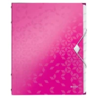 LEITZ Trieur 12 touches WOW en polypropylène. Fermeture élastique 3 rabats. Coloris Rose